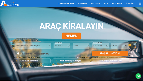 New Anadolu Rent Web Uygulaması